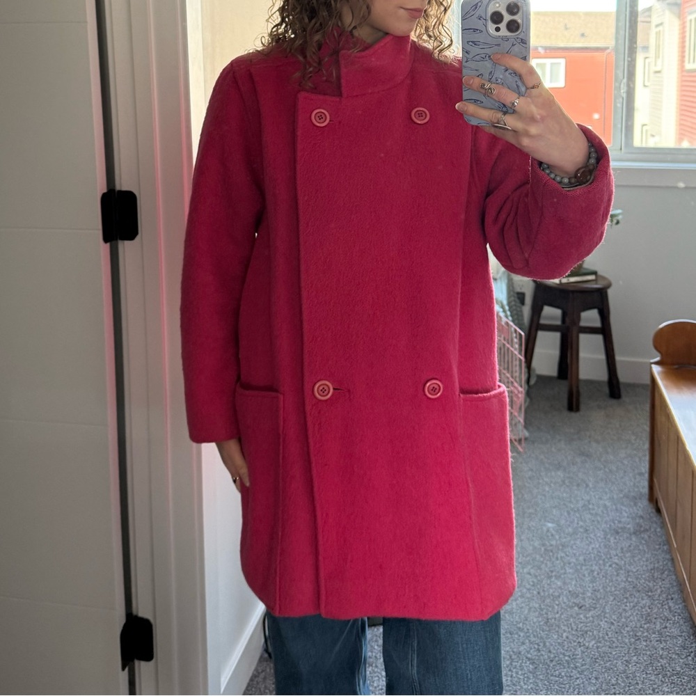 Union Label Électre Paris Pink Double-Breasted 1970s Wool Coat